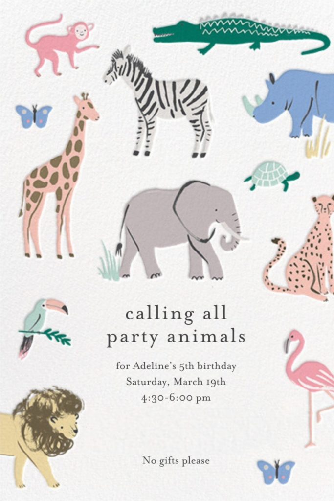 party animal birthday party invitations