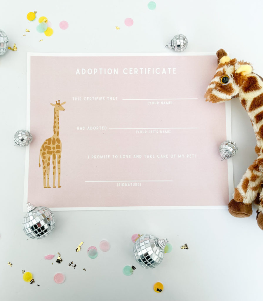 party animal adoption certificate 