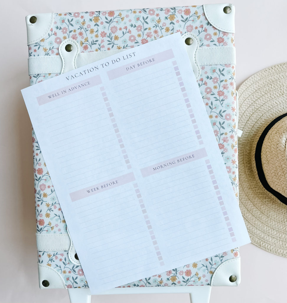 free printable vacation to do list